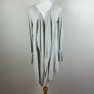 Moth Anthropologie Cardigan Sweater M Gray Knit Open Draped Bell Sleeve